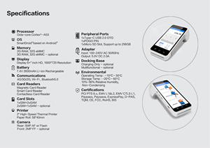 Android 13 nhà hàng thiết bị đầu cuối <span class=keywords><strong>POS</strong></span> <span class=keywords><strong>EMV</strong></span> L1 L2 NFC Đầu đọc thẻ 4 gam Dual Sim 6.5 inch không dây di động thanh toán máy - Product Image 6