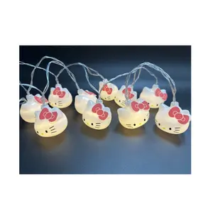 Decorazione per bambini luci Led cartone animato carino ciao gattino festa di compleanno lampada da notte arcobaleno stella stringa di luce