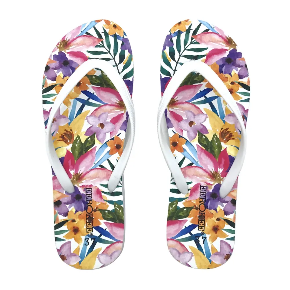 2023 Wholesale Summer Beach Slippers Women PVC Flip Flops High Quality Cheap Customized Flip Flop For Women Floral Printing