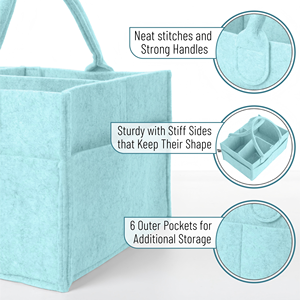 Felt Nursery Storage Bag with Compartments <strong>Nappy</strong> <strong>Caddy</strong> <strong>Organiser</strong> for Newborns and Babies - Product Image 3