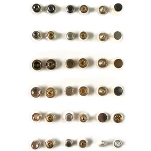 Factory Price Custom Logo Black Silver Gold Brass Snap Press Stud Metal Spring 4 Parts Snap Button For Coat