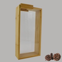 Caja de Almacenamiento de Granos Rectangular de Bambú con Tapa Deslizante, Caja de Almacenamiento de Alimentos, Dispensador de Madera para Cocina