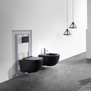 <span class=keywords><strong>WC</strong></span> <span class=keywords><strong>suspendu</strong></span> sans bride, réservoir encastré, finition noir mat, pour l'Europe - Product Image 1