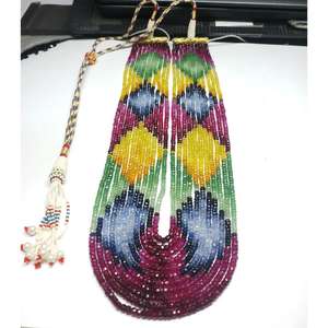 Collar de Alta Calidad con 11 Hilos de Cuentas Facetadas de Zafiro Multicapa Creado en Laboratorio, de 3mm-4.5mm, Multicolor, Certificado por Terceros - Product Image 6