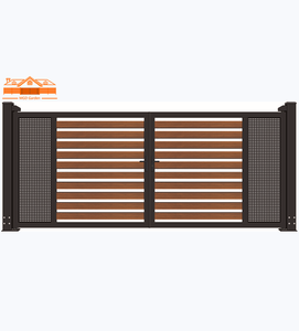 Portes de villa de sécurité personnalisées <span class=keywords><strong>en</strong></span> usine solide Porte battante automatique de conception de grain de <span class=keywords><strong>bois</strong></span> de jardin <span class=keywords><strong>en</strong></span> aluminium - Product Image 1