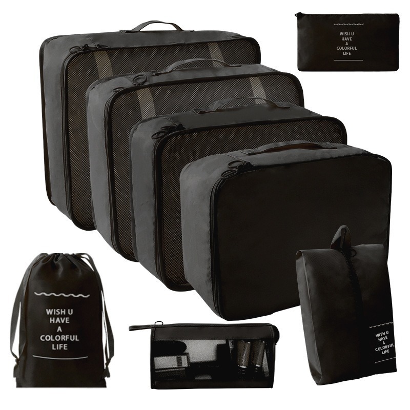 Trousse à maquillage noire, ensemble de huit pièces, ensemble de sept pièces, sac triangulaire