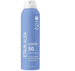 ETRUN ALISA Spray <span class=keywords><strong>Solare</strong></span> Minerale SPF 50+, Completamente Trasparente, <span class=keywords><strong>Protezione</strong></span> <span class=keywords><strong>Solare</strong></span> <span class=keywords><strong>Naturale</strong></span> Resistente all'Acqua per Viso e Corpo, Vegano e Sicuro per la Barriera Corallina - Product Image 1
