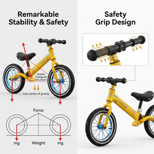 Vélo d'équilibre léger et coloré pour enfants avec pneus pneumatiques, siège réglable, sans pédales, pour garçons et filles - Product Image 2