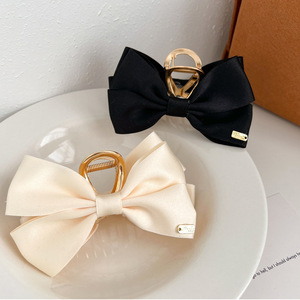 Large Luxury Satin <b>Bow</b> Hair <b>Clip</b> Back Head Bun Hair Claw Shark <b>Clip</b> Hair Accessories - Product Image 4