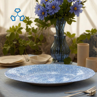 Assiette de Présentation de Luxe en Verre de 13 Pouces, Technique Émaillée Colorée, Ensemble de Vaisselle Décorative pour Dîner et Banquet, Assiette de Mariage
