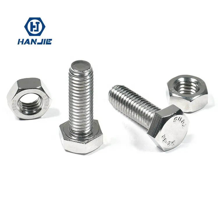 Bolts M6 M8 M10 Grade8.8 SS304 Steel Threaded Din931 Din933 Hex Bolt And Nut