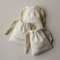 Sac à cordon en coton et lin personnalisé avec logo PandaSew, petit sac cadeau pour bracelet, bague, boucles d'oreilles, emballage cadeau, pochette à bijoux