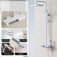 Ensemble de douche en laiton thermostatique à lumière LED, 5 fonctions, cascade de pluie avec affichage numérique