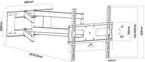 حامل تلفزيون جداري معدني ثقيل الوزن من فوكسماونت بذراع طويل جداً، يدعم تثبيت VESA 400×400، بستة أذرع وحركة كاملة وقدرة تحمل عالية - Product Image 3