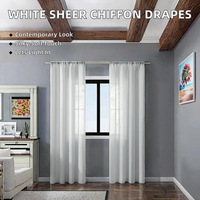 Rideaux en mousseline de soie blanche transparente de 84 pouces de long avec œillets en polyester pour salon, modernes, personnalisables, doux et soyeux, pour décoration de fond