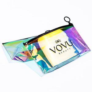 Pochette cosmétique holographique irisée imperméable, transparente, laser, pour maquillage, trousse de toilette, organiseur de voyage, usage quotidien, cadeau - Product Image 2