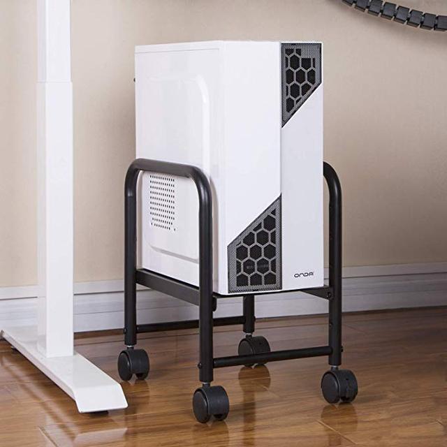 Modern Black Height-Adjustable CPU Stand Office Furniture Workshop Mobile PC Tower Case Cart Sit-Stand Desk Converters Bedroom
