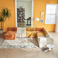 Sofá Seccional Modular Convertible en Forma de L, Moderno, de Cuatro Plazas, Extensible, con Espacio de Almacenamiento Grande, Cojines Otomanos