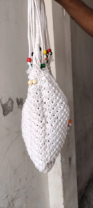 <b>White</b> Bohemian Macrame <b>Shoulder</b> <b>Bag</b> Single Strap Beaded Tassel Open Closure Summer Travel Hollow Out - Product Image 3