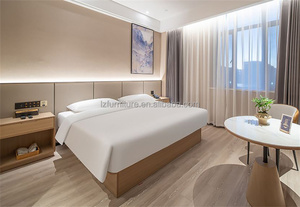 Factory Wholesale Price Modern Wood Veneer Hotel <b>Bed</b> <b>Frame</b> With Upholstered <b>Soft</b> Panel For 3 Star Hotel Guest Room - Product Image 6