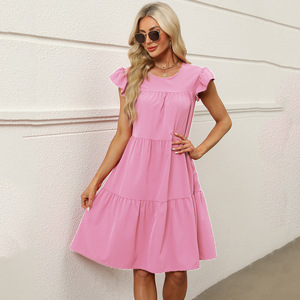 Abito estivo da donna ampio da donna in tinta unita <span class=keywords><strong>tuta</strong></span> Casual gonna corta - Product Image 1