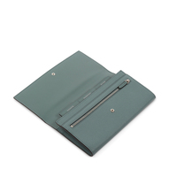 Dompet Wanita Kulit Asli RFID Flip Cover Logo Kustom, Kantong Ponsel Panjang, Dompet Kartu Kredit Kapasitas Besar