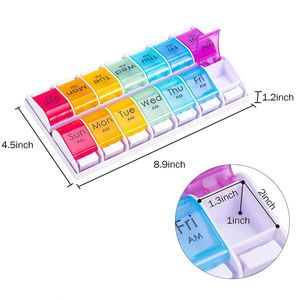 Boîte de rangement pour pilules personnalisée en plastique avec 14 compartiments pour 7 jours - Product Image 2