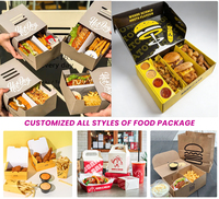 Emballage alimentaire en papier en forme de bateau en papier ivoire imprimé sur mesure, plateau à gaufres, boîte à hamburger en carton, boîte à corndog, boîte à fast-food avec couvercles
