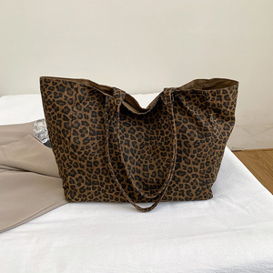 Women's DIY Leopard <strong>Print</strong> Tote <strong>Bag</strong> Double-Sided Large-Capacity Fashionable Open-Top Design For Daily Use Travel Beach - Product Image 4