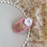 Barrette latérale pour cheveux en crochet fait main, motif fleur d'œuf, mignonne, accessoires capillaires tricotés à la main, vente en gros, coiffure pour jeunes filles