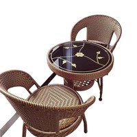 Chaise en rotin trois pièces combinaison de table basse pour cour extérieure terrasse balcon chaise pivotante avec thé pour un usage décontracté