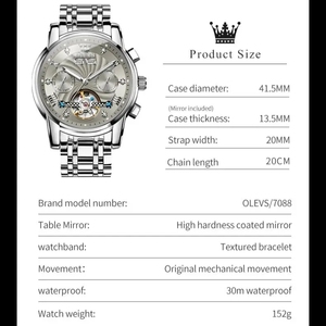 Montre Homme OLEVS 7088 de Luxe Étanche Squelette Automatique HD Tendance Affaires Mécanique Reloj Hombre pour le Dropshipping - Product Image 2