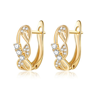Orecchini a Cerchio Piccoli con Motivo Floreale Intrecciato per Donne, Ear Cuff Scintillante a Forma di Fiore, Gioielli alla Moda per Uso Quotidiano e Feste - Product Image 2