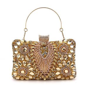 婚礼派对舞会水晶手拿包水钻金属水桶包别致女式篮子合金笼珍珠包 - Product Image 4