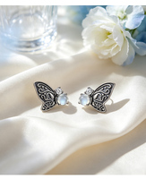 Boucles d'oreilles clous Moyu Jewelry OEM ODM en argent 925 avec pierre de lune, style gothique vintage en forme de papillon pour femmes