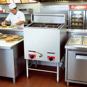 Industrial Gas <strong>Fryer</strong> Single Cylinder 2 Sieve 27L Capacity | LPG Commercial <strong>Fryer</strong> Floor Standing for Fast Food / Chips - Product Image 1
