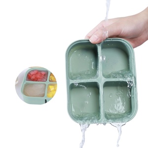 Contenants de stockage d'aliments pour bébés sans BPA, sûrs pour la maison, en silicone souple de qualité alimentaire, bac à glaçons pour congélateur avec couvercle en silicone - Product Image 4