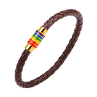 DPANCO ST0223 Vente en gros Bracelets magnétiques tendance en cuir PU avec fermoir arc-en-ciel forme géométrique unisexe pour anniversaire