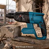 Marteau perforateur rotatif sans fil multifonctionnel professionnel industriel, batterie lithium-ion rechargeable, perceuse à percussion
