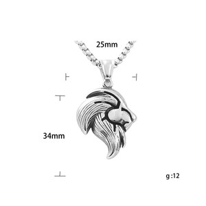 Collar con Colgante de León de Acero Inoxidable para Hombre, Estilo Punk Retro Geométrico, Rey de los Animales 19010 - Product Image 4