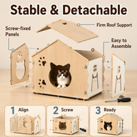 Maison pour chat en bois naturel, abri intérieur pour animaux de compagnie, jolie maison en bois pour chat pour le repos quotidien du chat