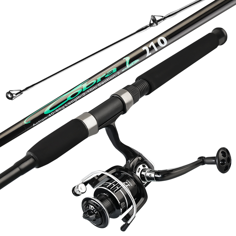Canne à pêche + moulinet (2,1 m + moulinet 3000 2,4 m + moulinet 4000)