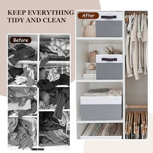 Large Storage <b>Baskets</b> for <b>Shelves</b> Fabric Closet Organizers and Storage Bins with Handles Home Organization - Product Image 4