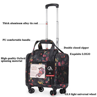 GEMULIN Bagage de cabine de voyage unisexe Soft Shell Oxford Trolley Bag Cuir et tissu Main Petite valise sur roues