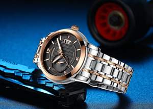 Dual calendar automatic mechanical watch <b>waterproof</b> stainless steel <b>wristwatch</b> business watch men's sports watch - Product Image 5