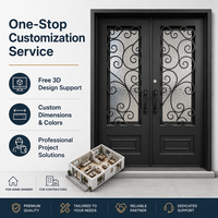 Porte d'entrée simple en fer forgé moderne avec verre trempé dépoli, anti-rouille, anti-effraction et étanche pour appartement urbain ou maison