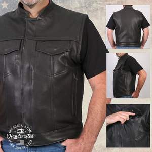 Gilet de moto pour homme en cuir noir Chaos Premium à double fermeture MLVSM5004 fabriqué aux États-Unis 2025 - Product Image 4
