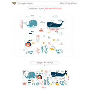 <span class=keywords><strong>Pegatinas</strong></span> de pared con diseño de animales marinos y plantas, temática del océano, para <span class=keywords><strong>baño</strong></span>, habitación de niños - Product Image 3