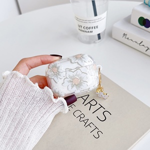 Pas <span class=keywords><strong>cher</strong></span> prix boîte d'écouteur pour fille étui pour écouteurs pour airpod 1/2/3/4 <span class=keywords><strong>pro</strong></span> transparent flash diamant blanc fleur casque couverture - Product Image 3