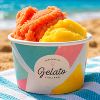 Vaso de Papel Redondo con Acabado Espejo para Helado, Efecto Cromo, Envase para Gelato, Yogur y Sundae, 5oz, Estilo de Impresión de Alta Tecnología